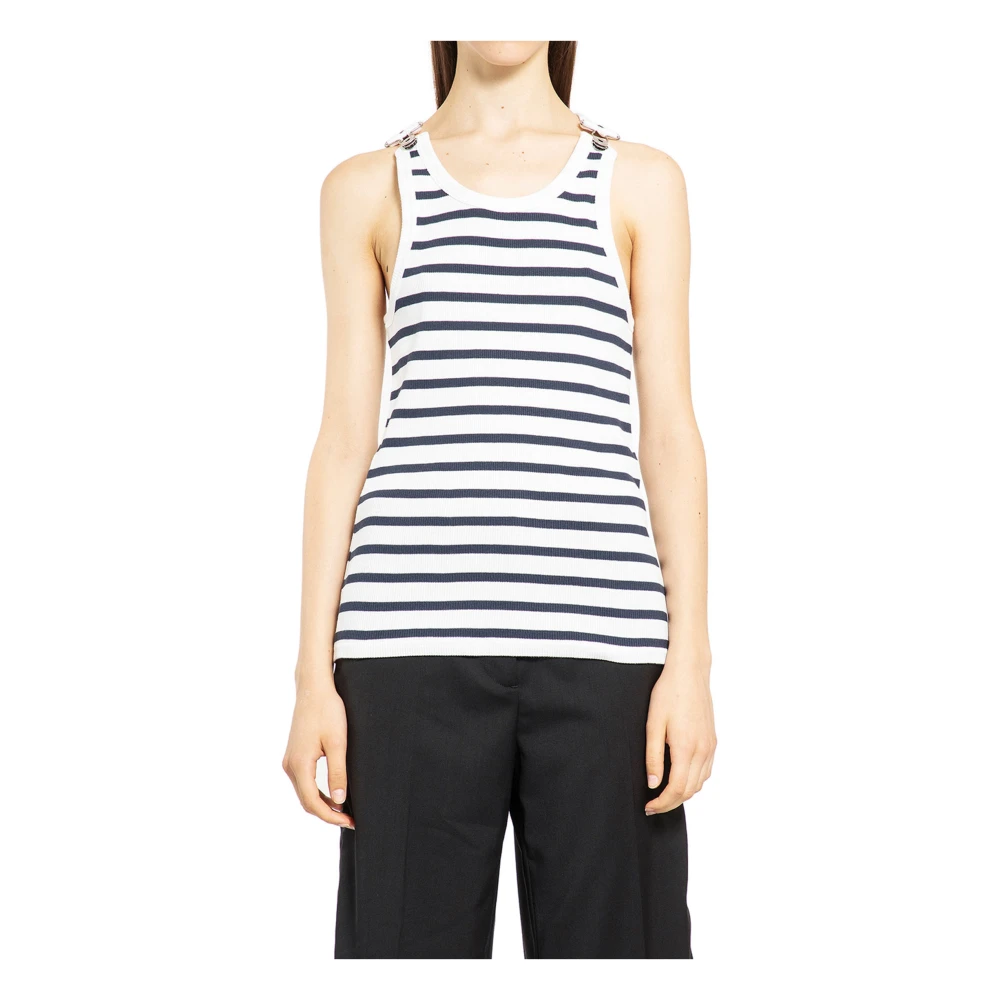 Jean Paul Gaultier Gestreepte Geribbelde Tanktop White Dames