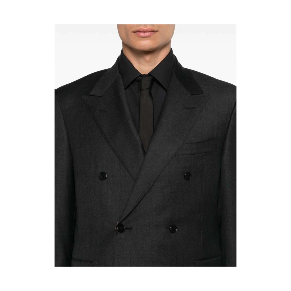 Canali Grijs Wollen Pak Set Gray Heren