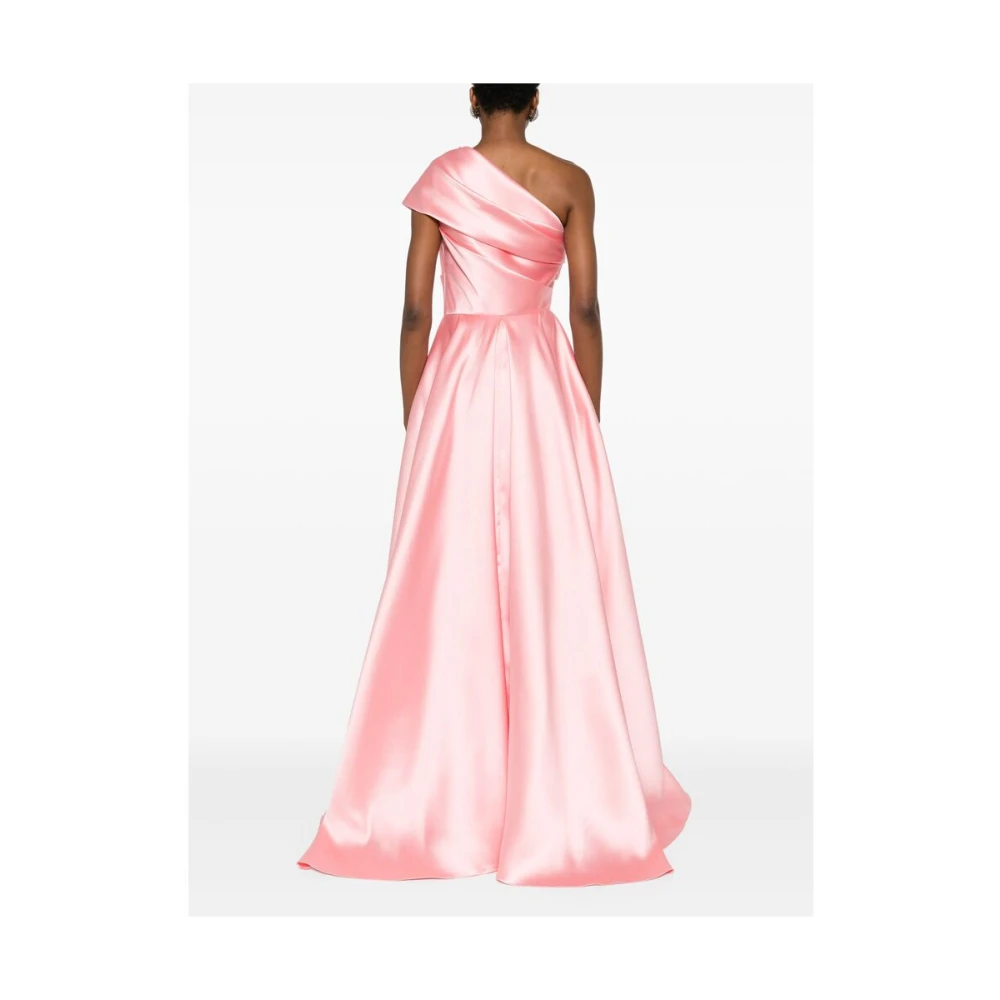 Solace London Roze Satijnen One-Shoulder Jurk Pink Dames