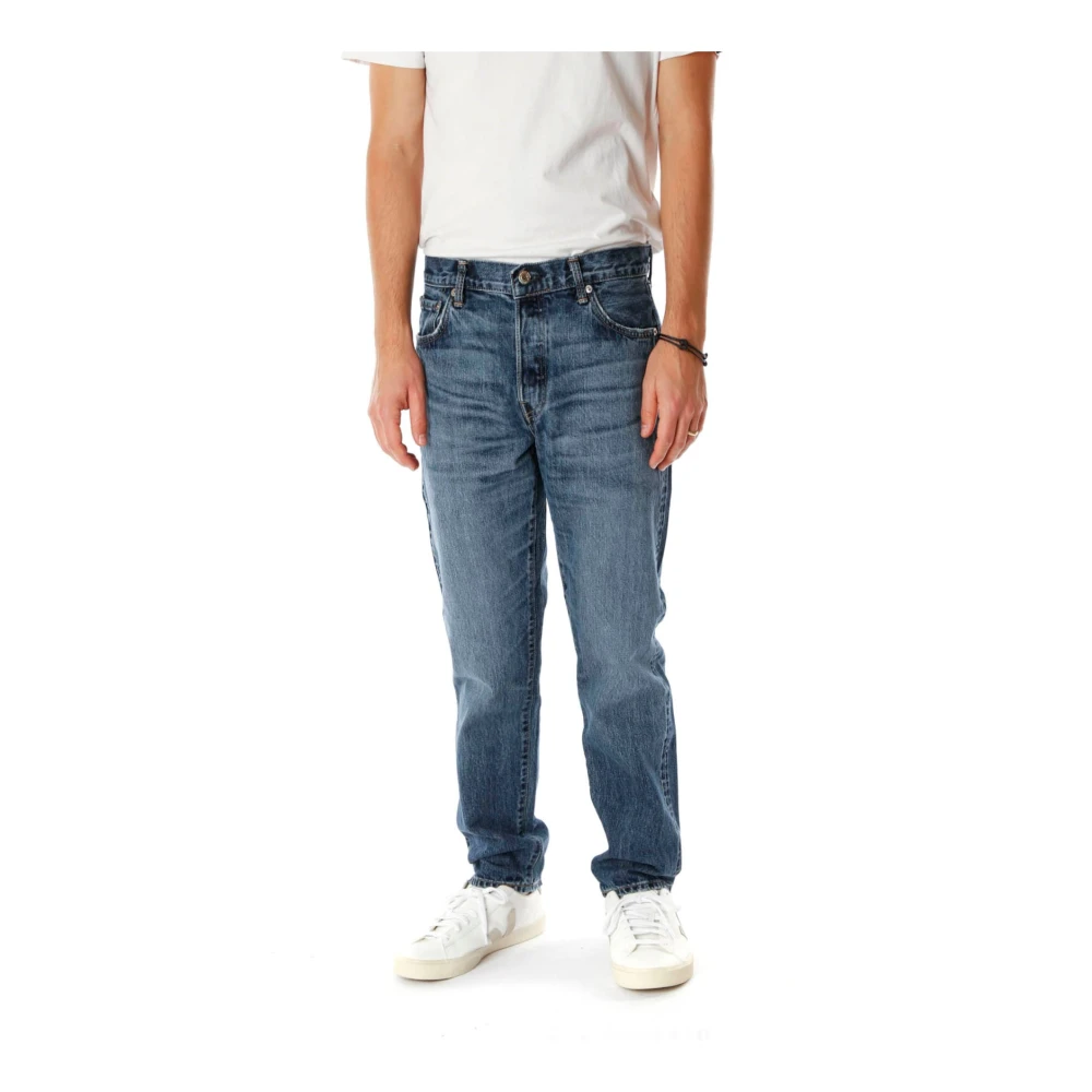 Edwin Tapered Mid Waist Jeans Blue, Herr