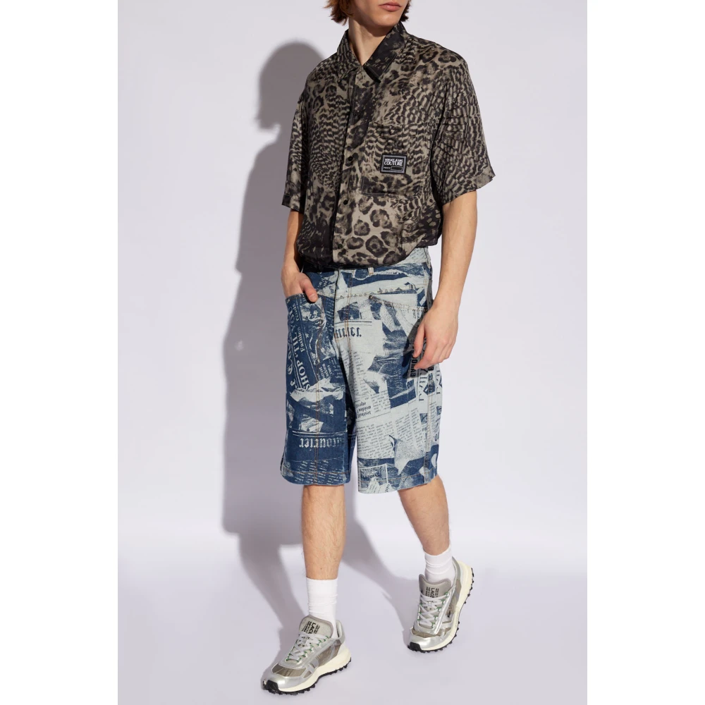 Versace Jeans Couture Shirt met korte mouwen Black Heren