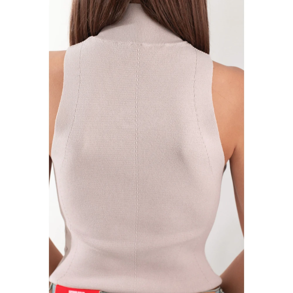 Diesel Oval D Turtleneck Top Gray Dames