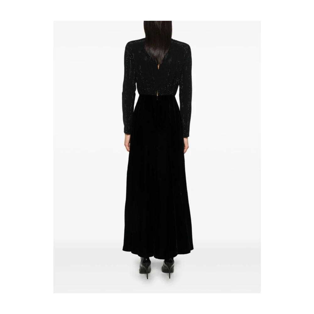Emporio Armani Zwarte Jurk met Paneeldesign en Fluweel Black Dames