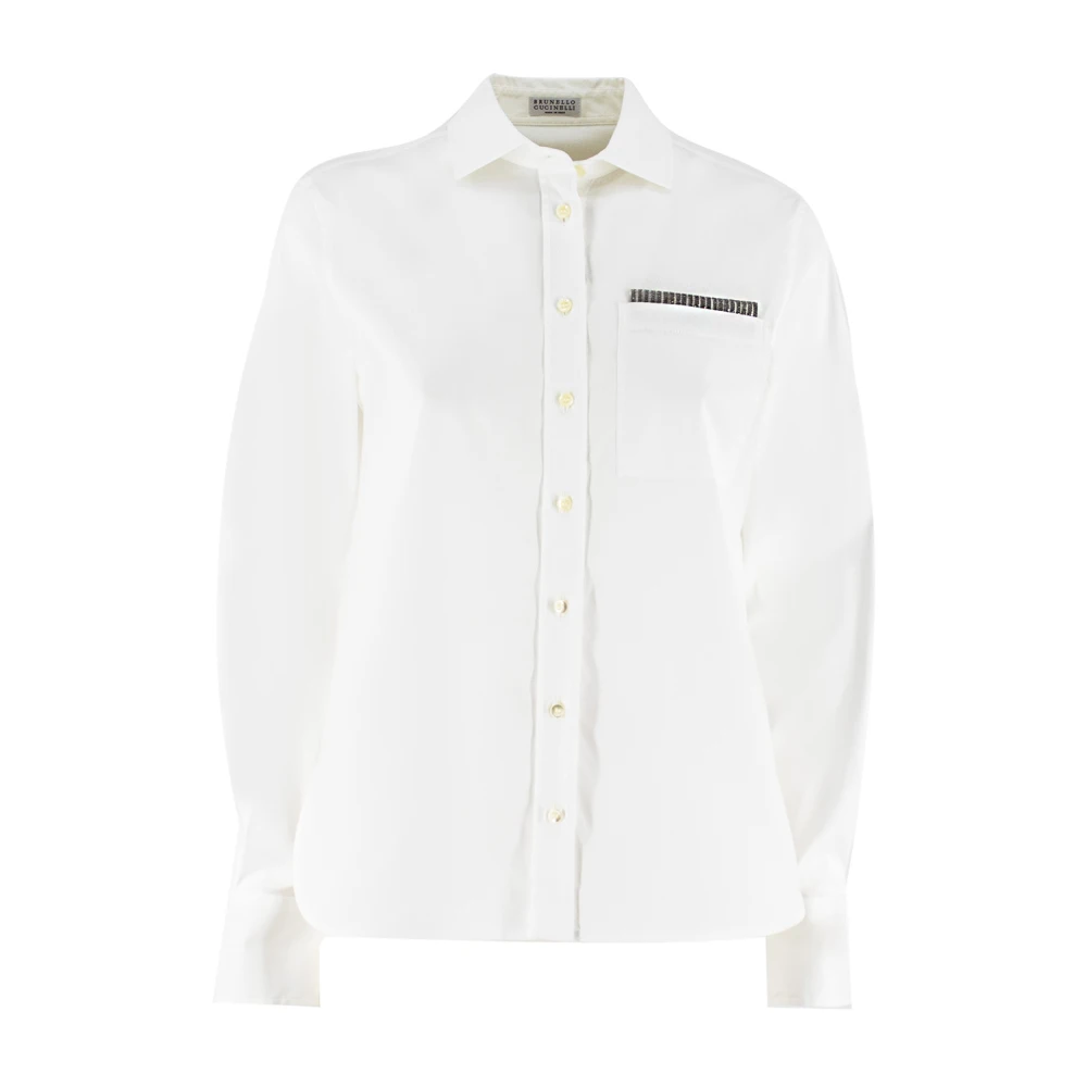BRUNELLO CUCINELLI Katoenen shirt met vrouwelijke touch White Dames