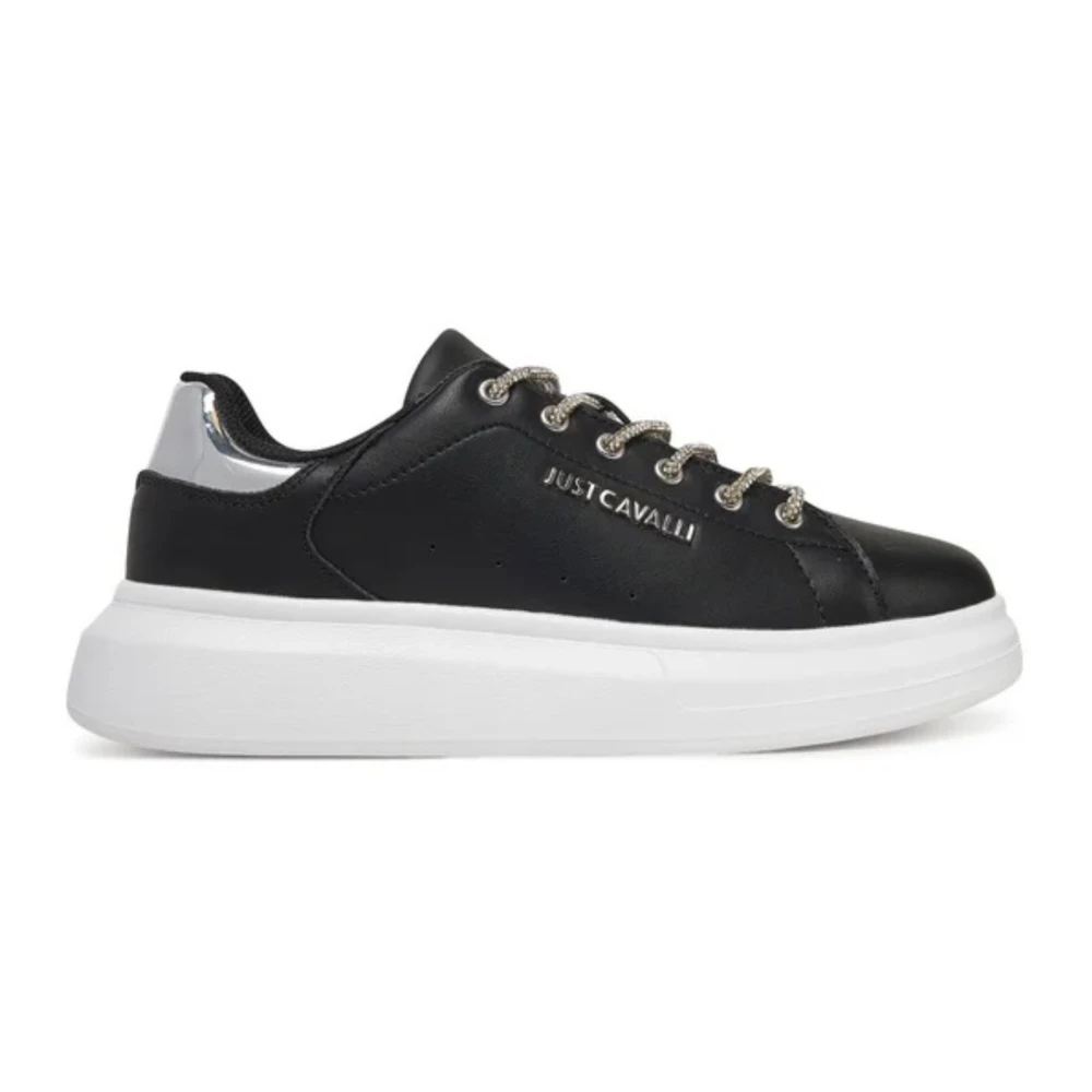 Just Cavalli Zwarte Leren Sneakers Ursa Model Dames Schoenen