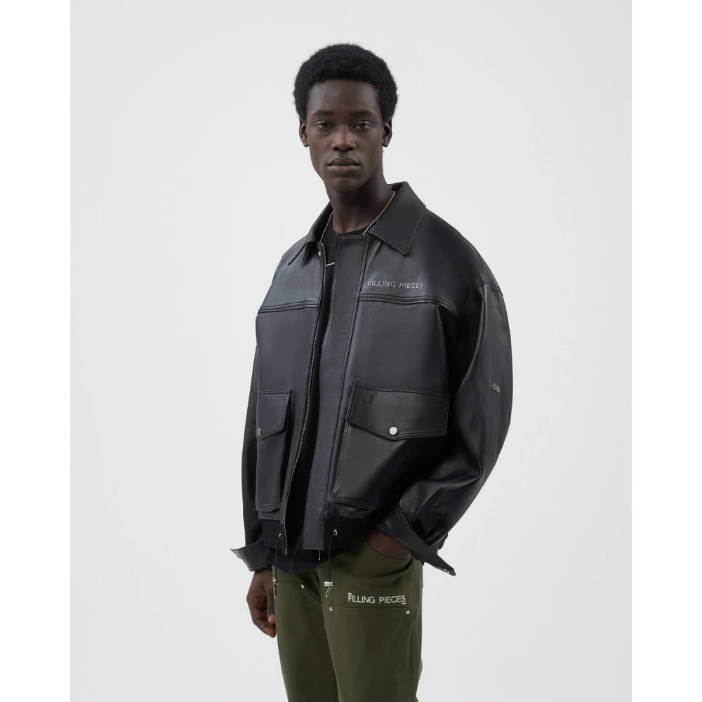 Filling Pieces Leather Jacket Boxy Black Heren