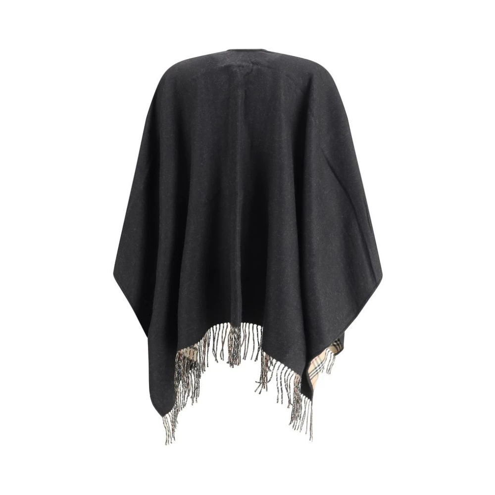 Burberry Monochrome Cape Poncho Black Dames