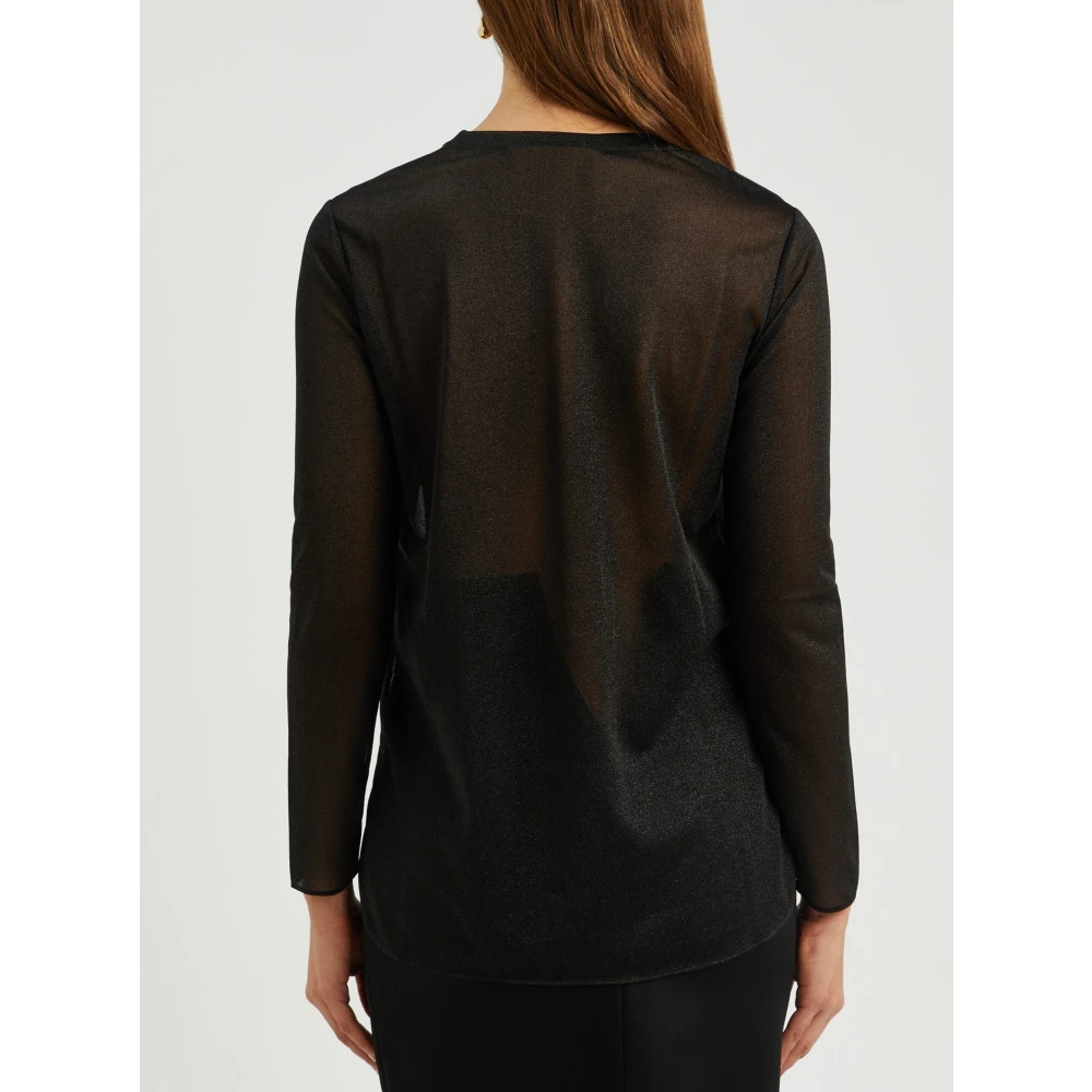 Max Mara Zwarte Doorschijnende Lurex Top met Glans Black Dames