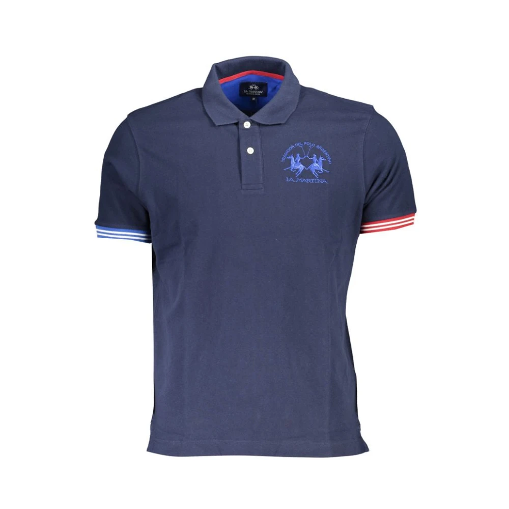 LA MARTINA Elegante blauwe poloshirt met contrastdetails Blue Heren