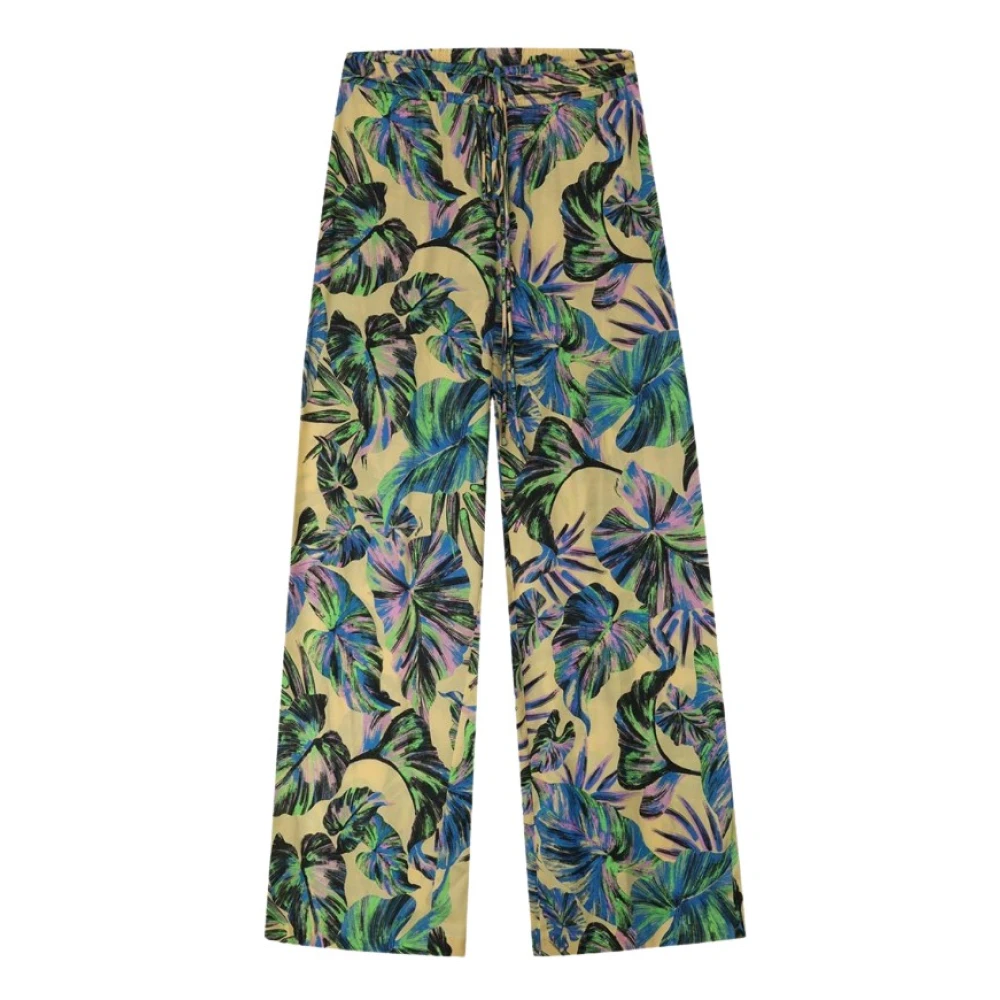 Pinko Women's Multicolor Wide Trousers, S, Floral Patterned Viscose Trousers
