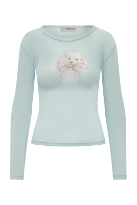 Poodle Print Tulle Top