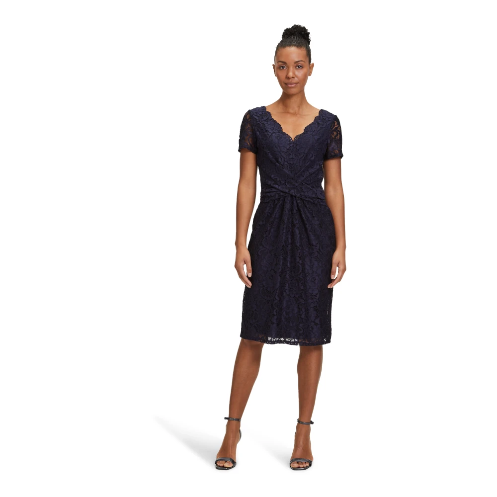 Vera Mont Bloemen Kant Bodycon Jurk Blue Dames
