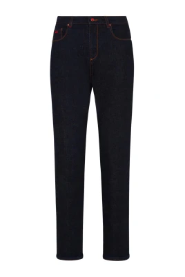 Slim-Fit Högmidjade Jeans i Bomull