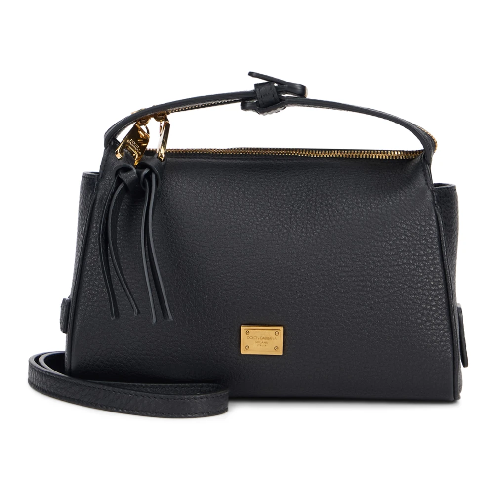 Dolce & Gabbana Vrouw Zwart Tassen Dames, One Size, Leer, Vittoria Schoudertas