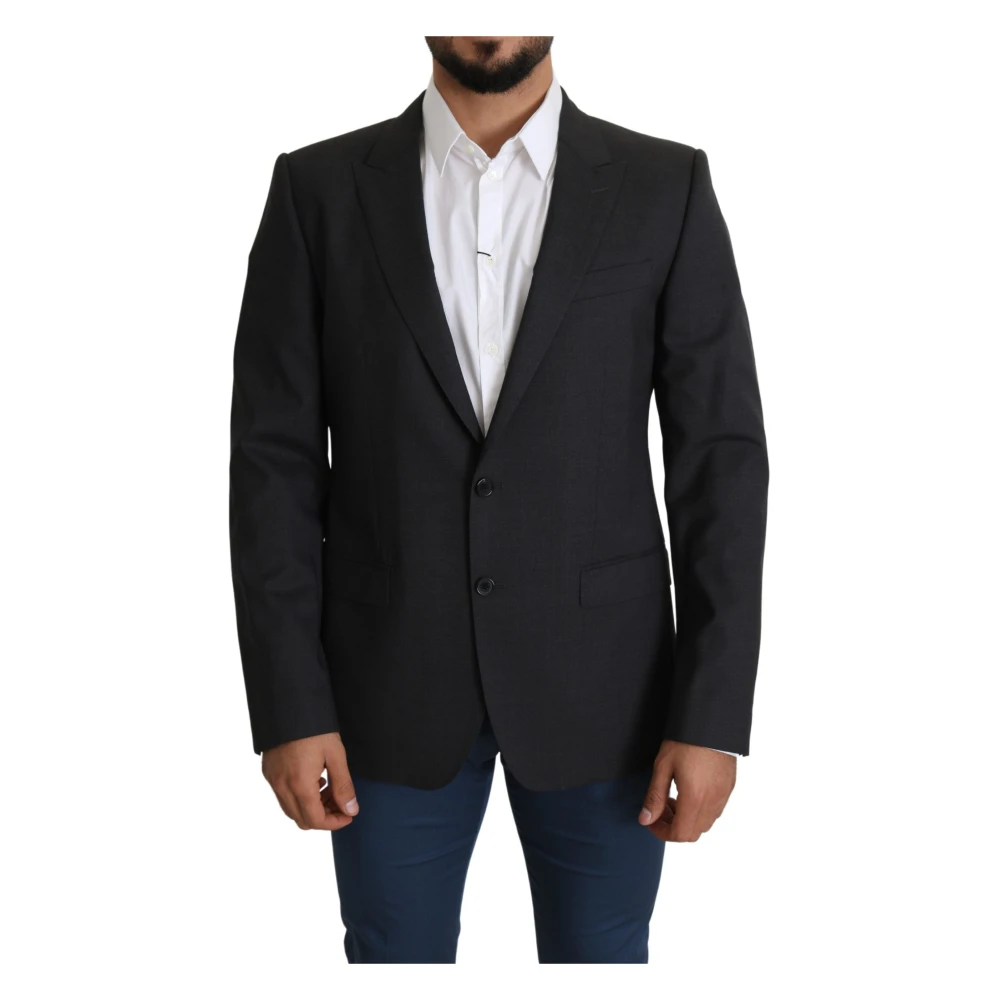 Dolce & Gabbana Men's Gray Elegant Wool Silk Blend Slim Fit Blazer