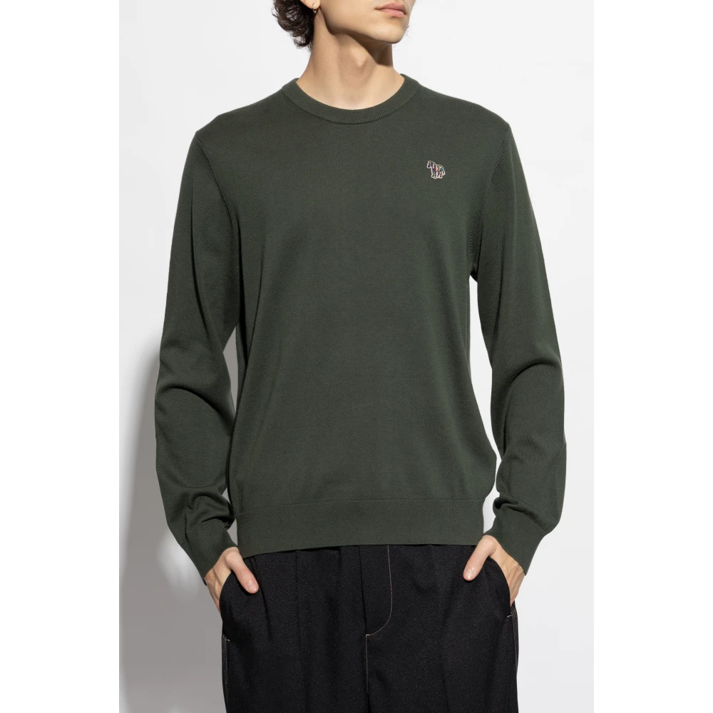 PS By Paul Smith Katoenen trui met logopatch Green Heren