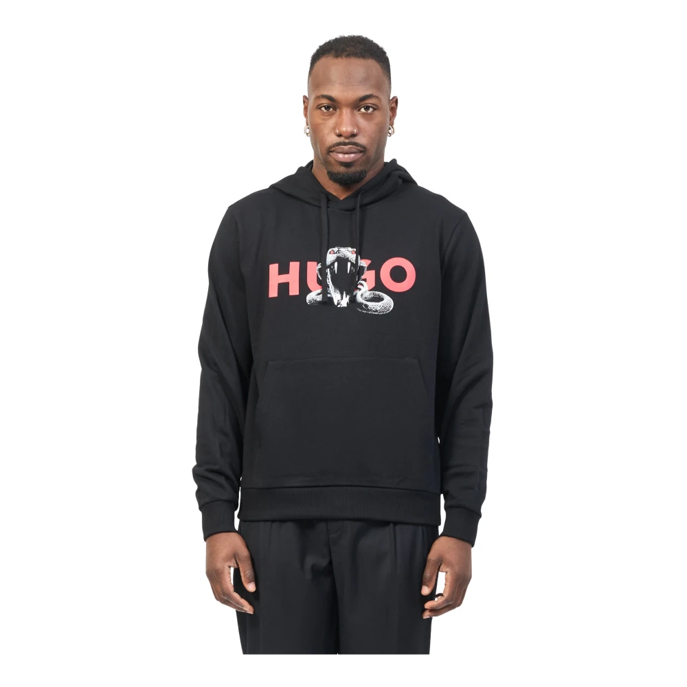 Hugo Boss Dierenprint Hoodie Sweater Black Heren