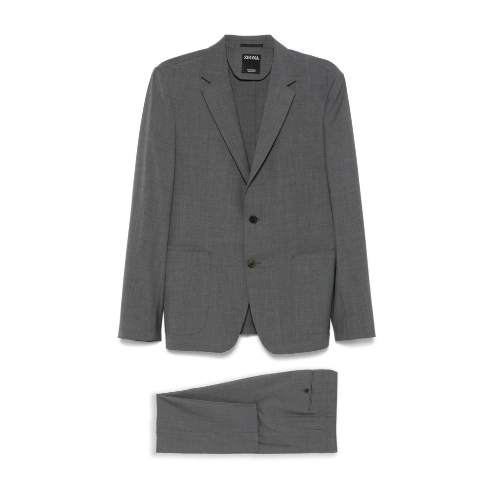 Ermenegildo Zegna Grijze Jurk met Voorknoop en Achteruitgangen Gray Heren