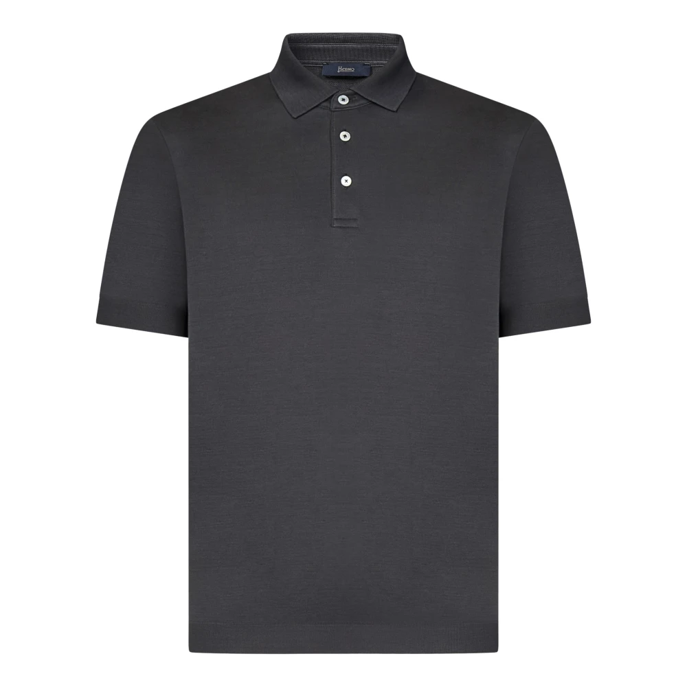 Herno Grijze Tricot Polo Shirt Gray Heren