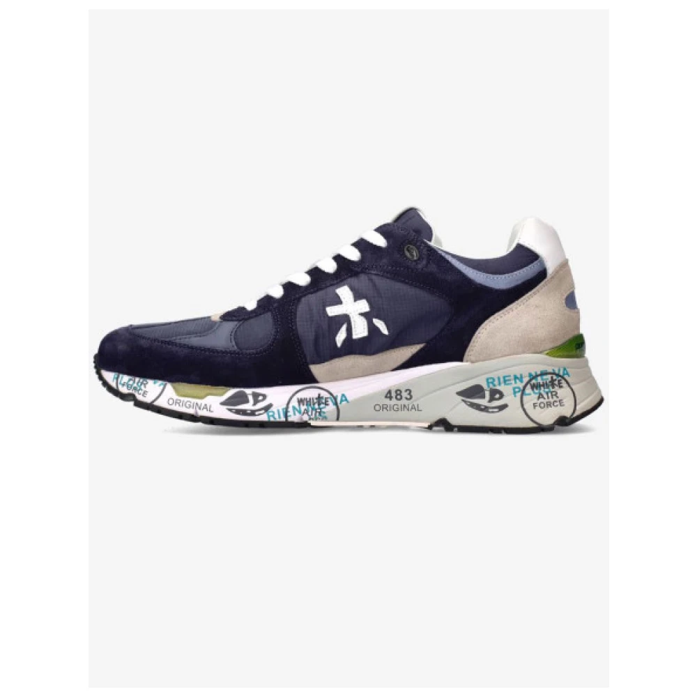 Premiata Mase Sneakers in Gemengde Texturen Blue Heren