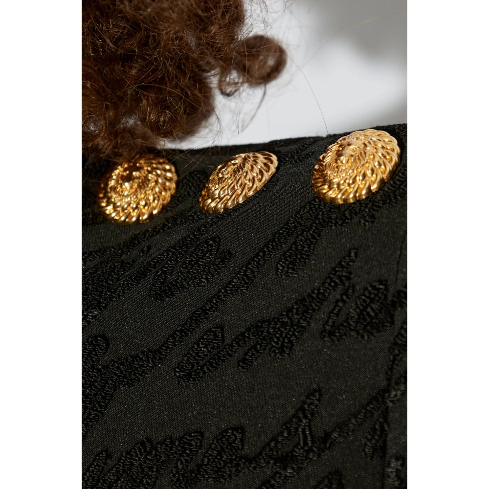 Balmain Korte jurk met opstaande kraag Black Dames