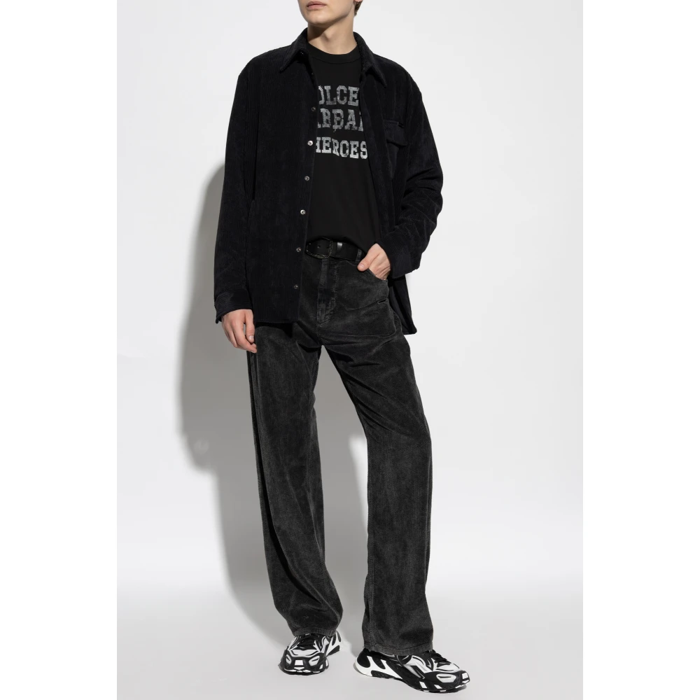 Dolce & Gabbana Ribfluwelen broek Gray Heren