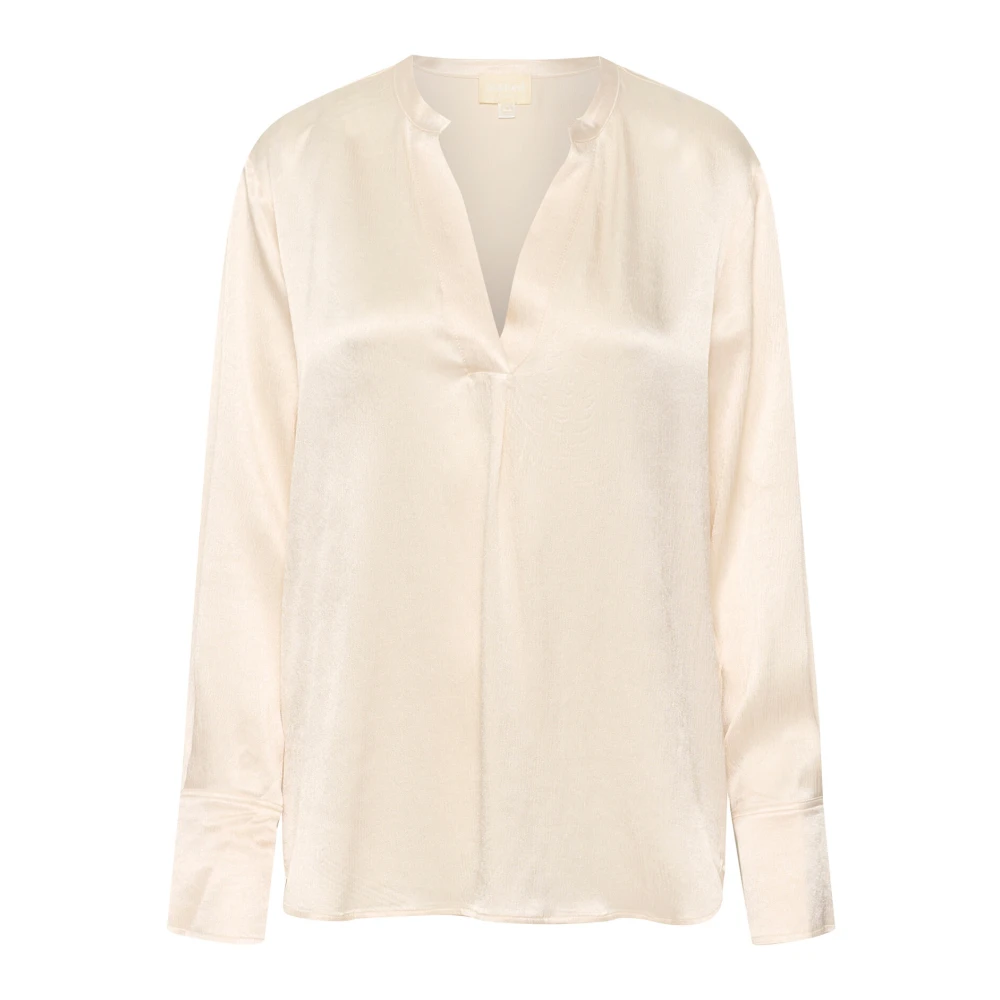 Soaked in Luxury Elegante V-Hals Blouse Whitecap Gray Beige Dames