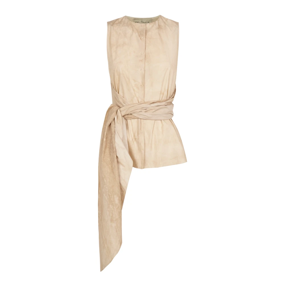 Cortana Beige Sleeveless Top - Female - Sleeveless Tops - Xs - Tops