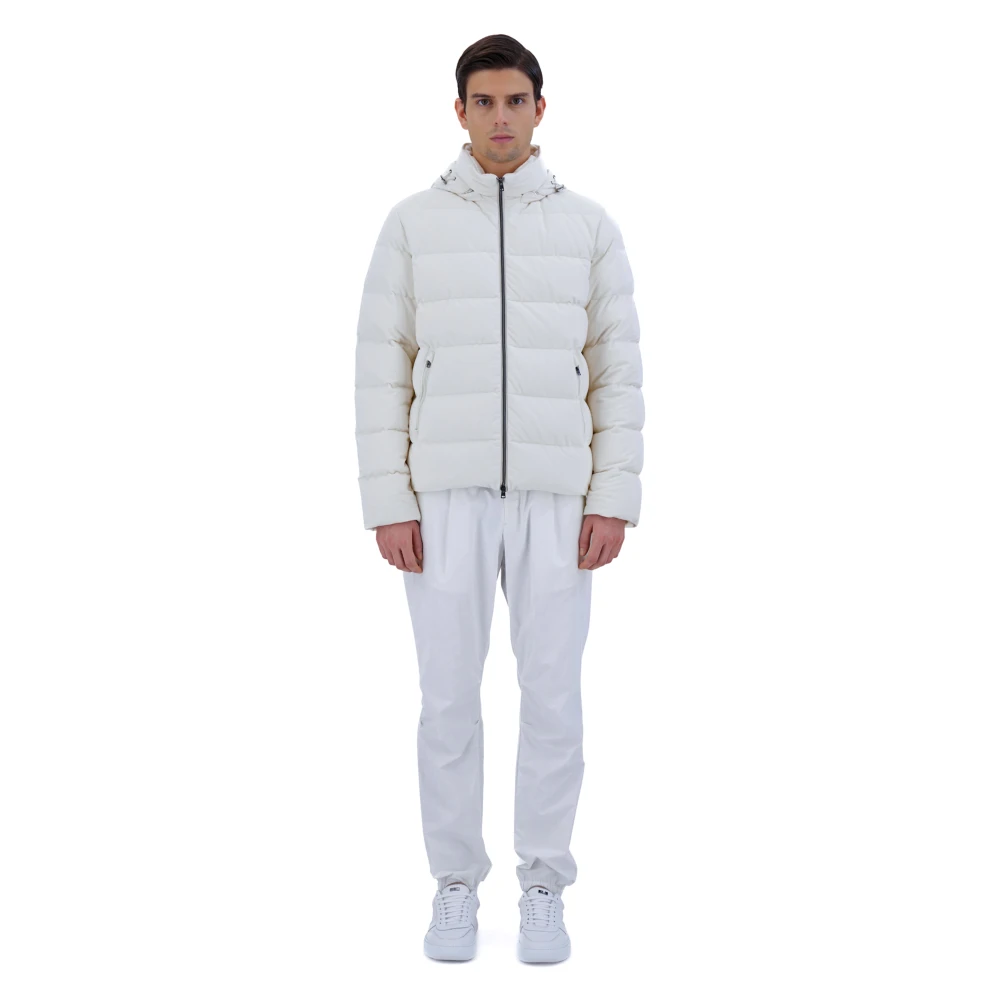 Herno Witte Fluwelen Bomberjack White Heren