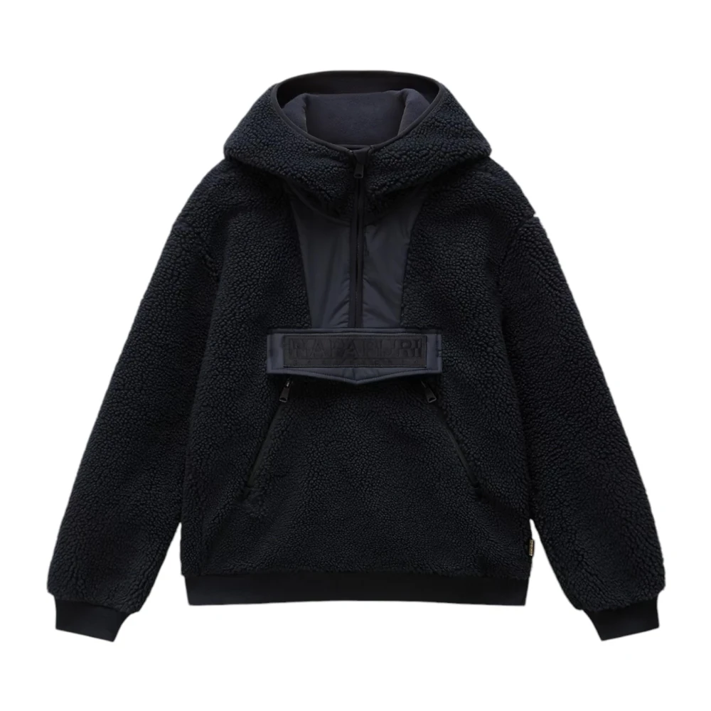 Napapijri Zwarte fleece jack met capuchon T-Seline Black Dames
