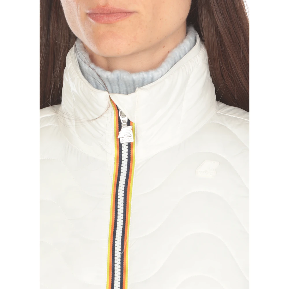 K-way Witte Waterdichte Gewatteerde Lange Jas Vrouw White Dames