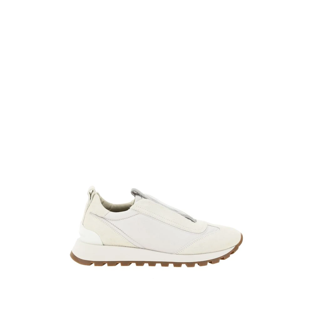 Brunello Cucinelli Sneakers met Juweelversiering Dames Schoenen Wit