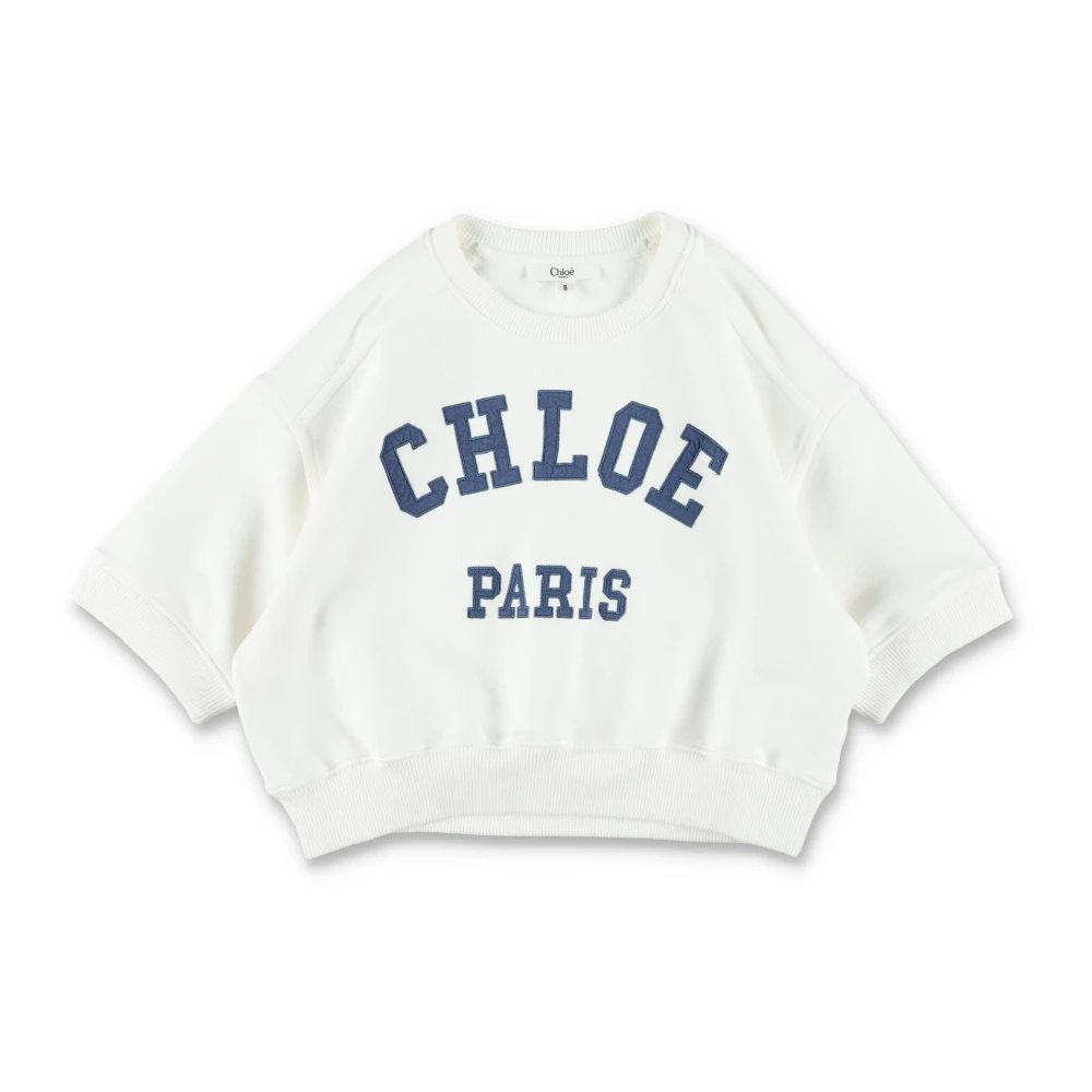 Chloé Girls White Kids Short Sleeve T-Shirts, 8 Y, Fleece Crop Logo