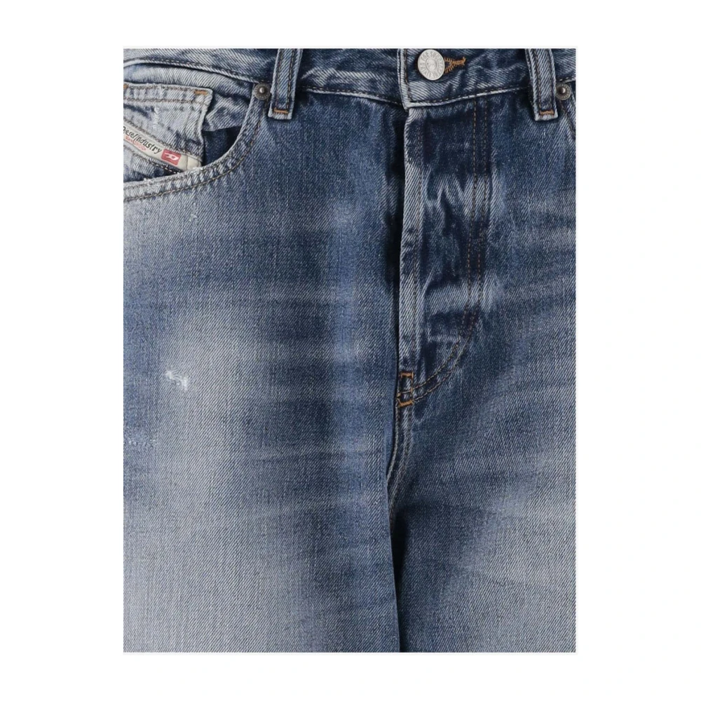 Diesel Wijde Pijp Denim Jeans met Gewassen Effect Blue Dames