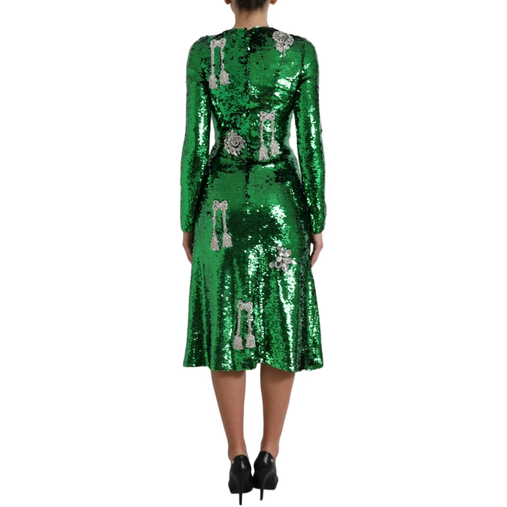 Dolce & Gabbana Groene Sequin Swarovski Kristal Jurk Green Dames