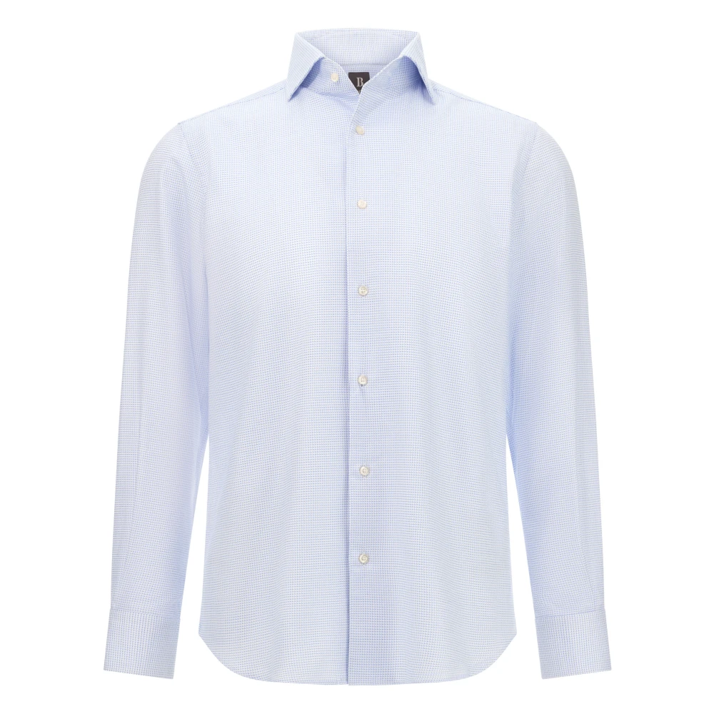 Boggi Milano Herren Blau Regular Fit Baumwoll-Twill-Hemd
