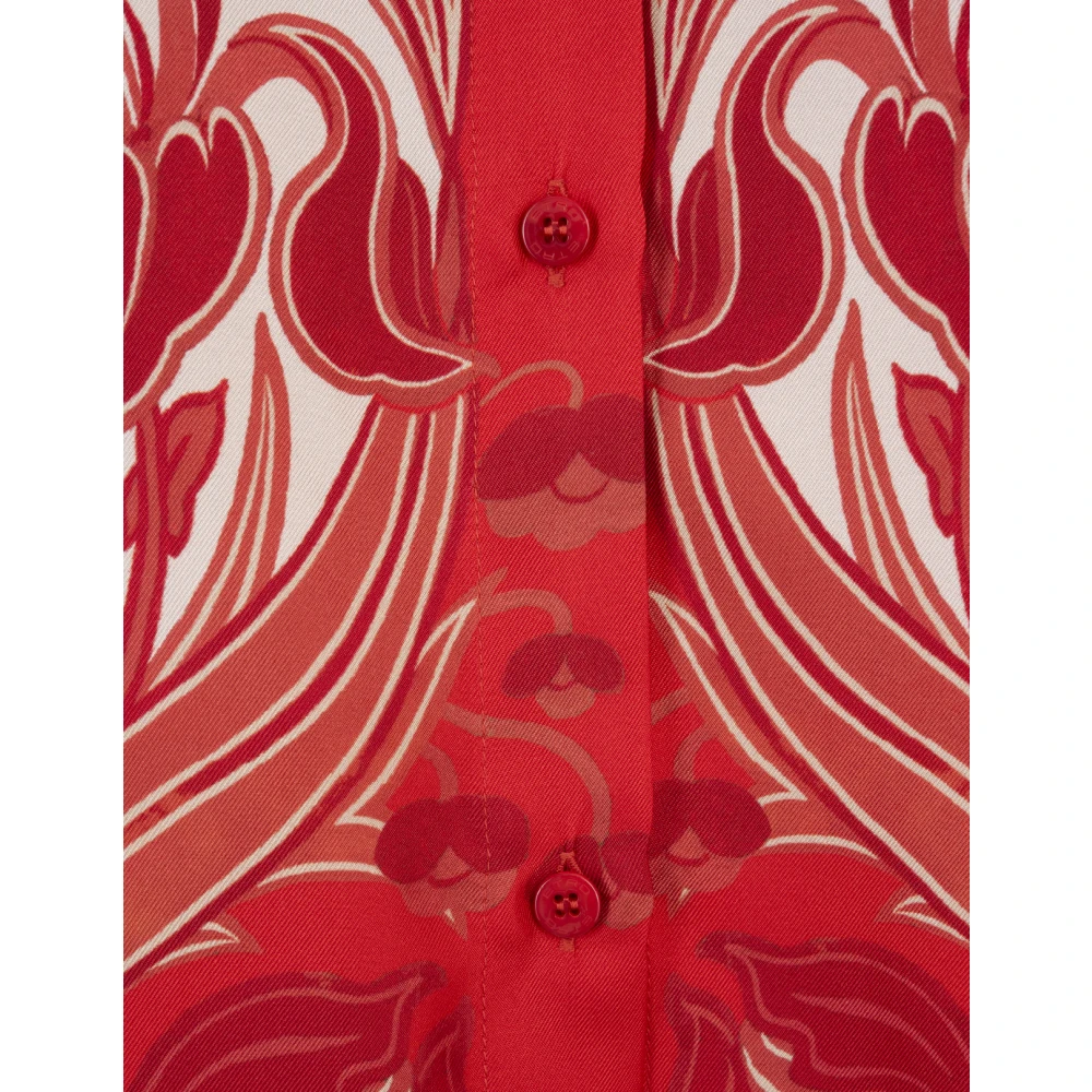 ETRO Rode Zijden Paisley Print Shirt Red Dames