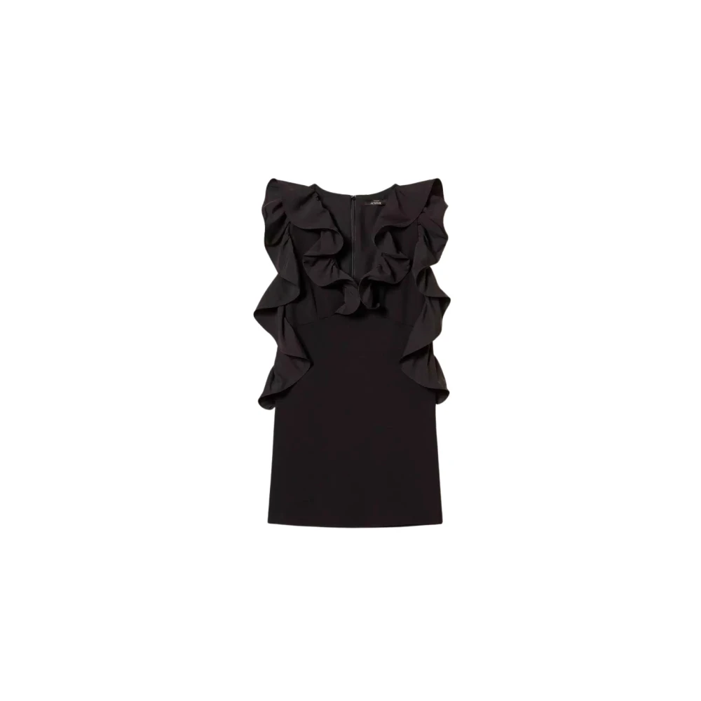 Twinset Zwarte Ruche Korte Jurk Black Dames