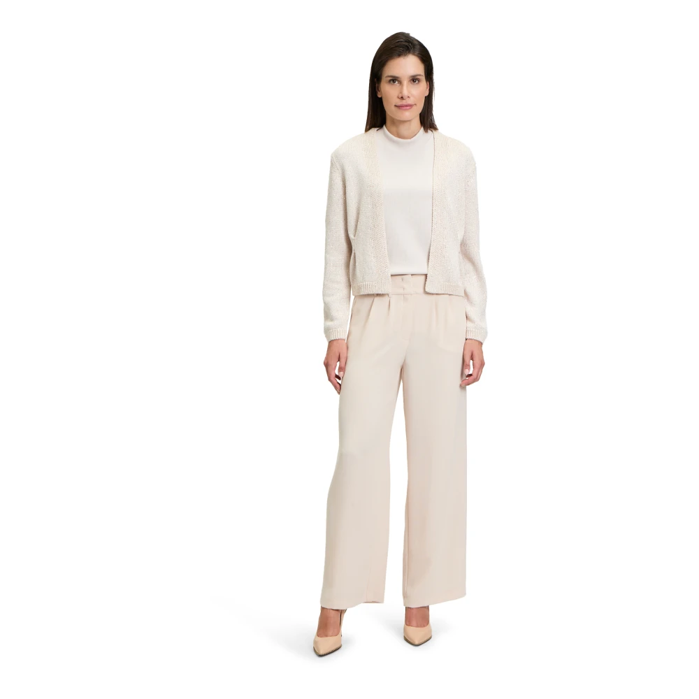 Betty & Co Gebreid vest met pailletten Beige Dames