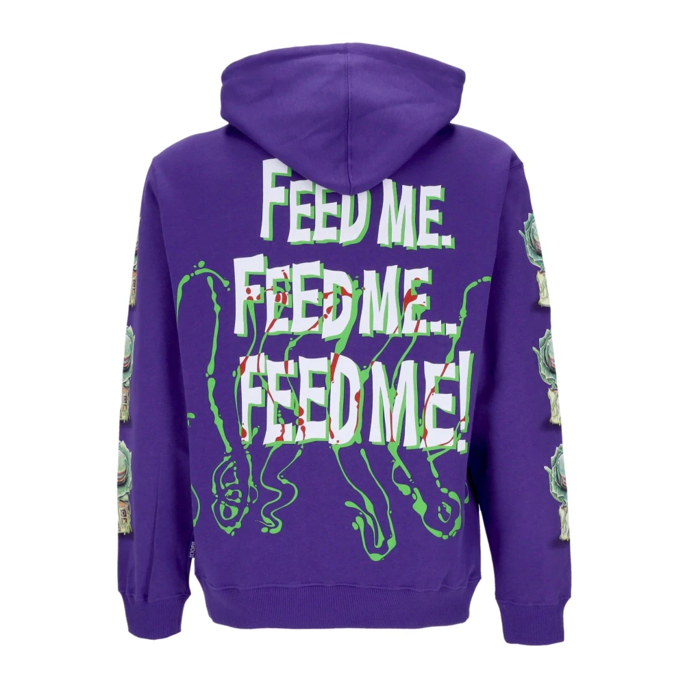 Octopus Paarse Herenhoodie met Feed Me Print Purple Heren