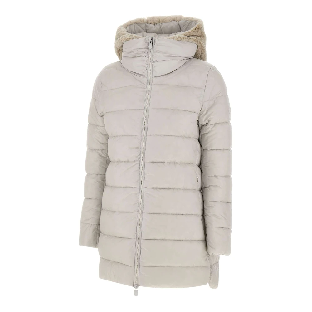 Save The Duck Grijze Dames Donsjas met Nepbont Gray Dames