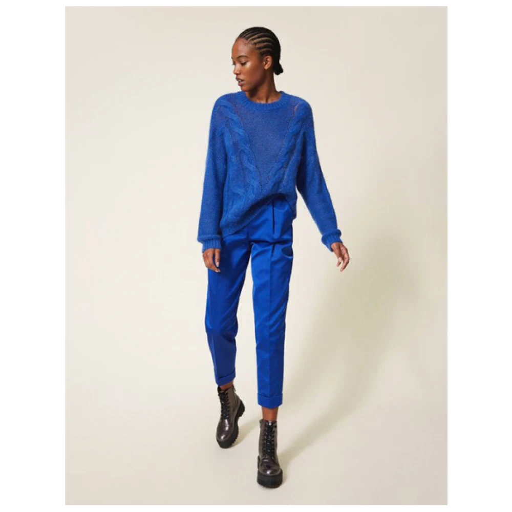 Twinset Donkerblauwe Mohair Trui Blue Dames