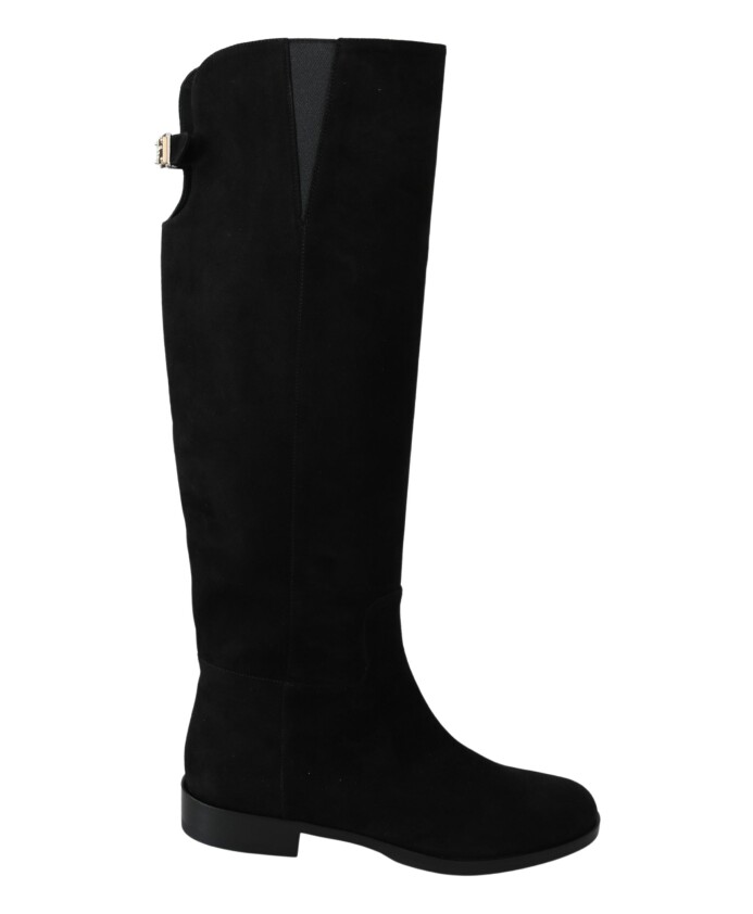 black-suede-knee-high-flat-boots