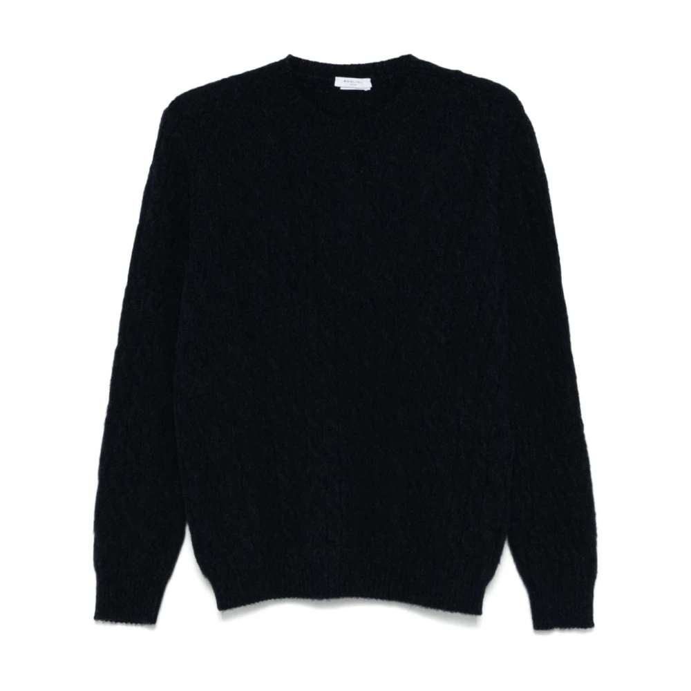 Boglioli Blauwe Kabeltrui Blue Heren