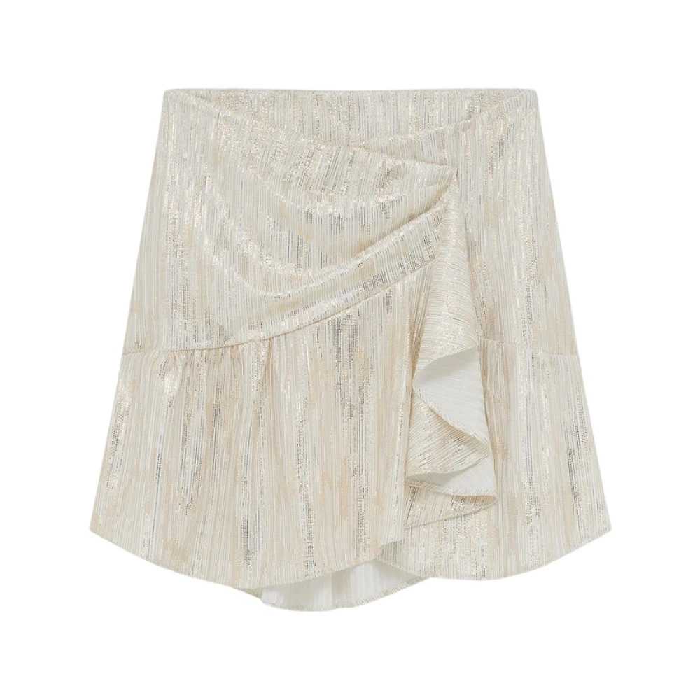 IRO Ruffled Lurex Miniskirt in Off White Beige Dames
