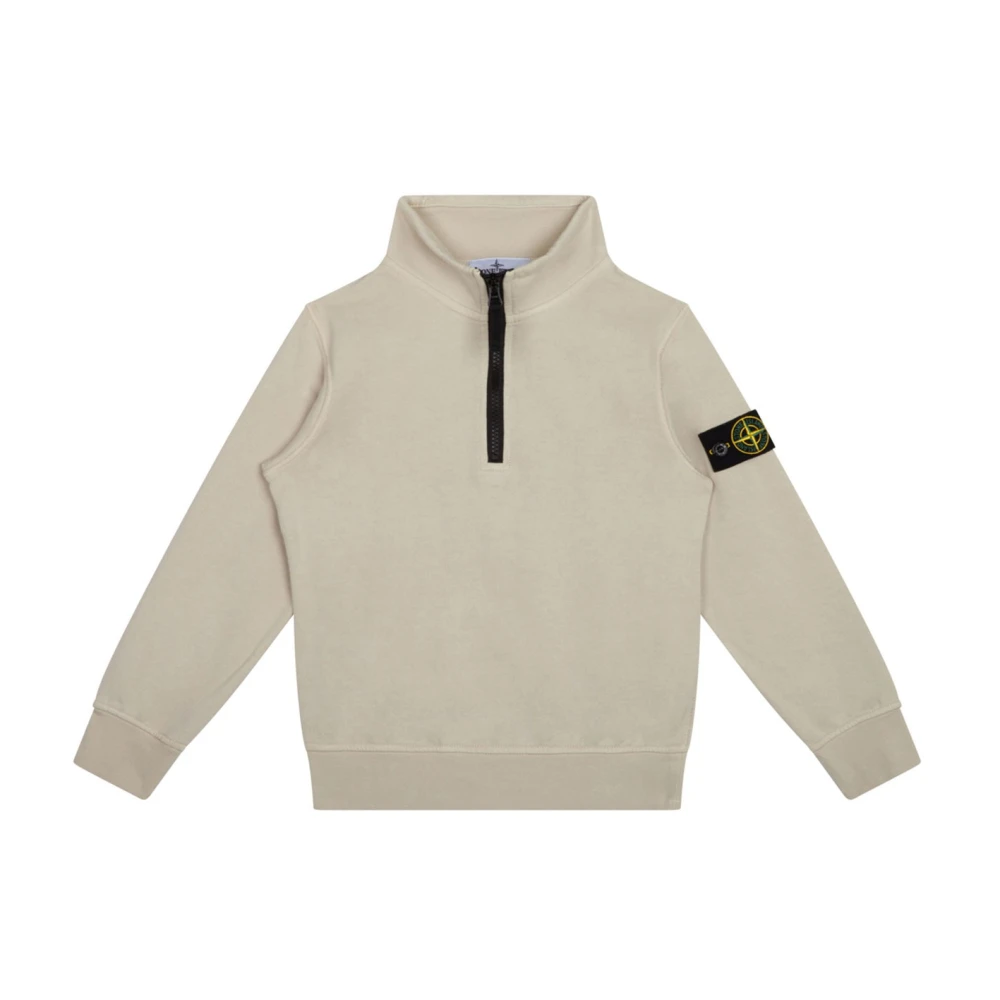 Stone Island Kompass Badge Dragkedja Krage Sweatshirt Beige, Pojke