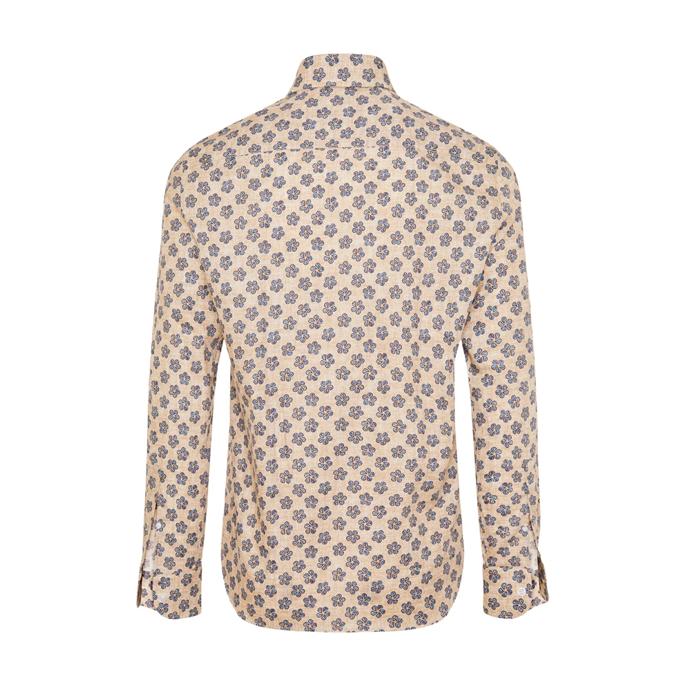 Sonrisa Bloemenkatoenen Shirt Gemaakt in Italië Beige Heren