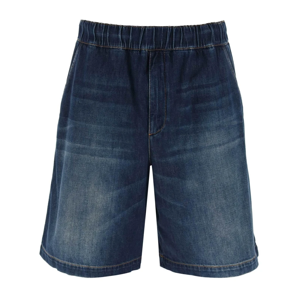 Valentino Garavani Lichte denim shorts met contraststiksels Blue Heren