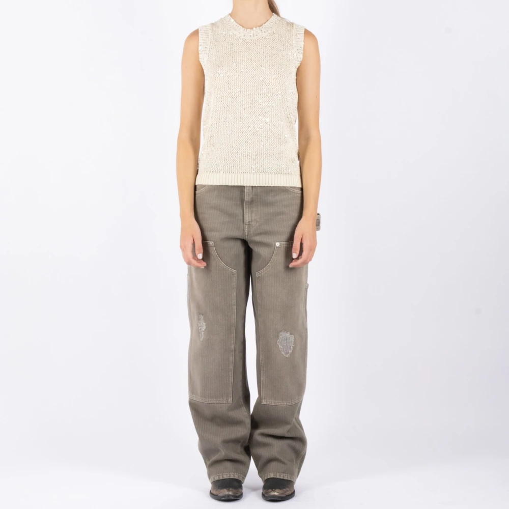 Golden Goose Crewneck Sweater Update Collectie Beige Dames