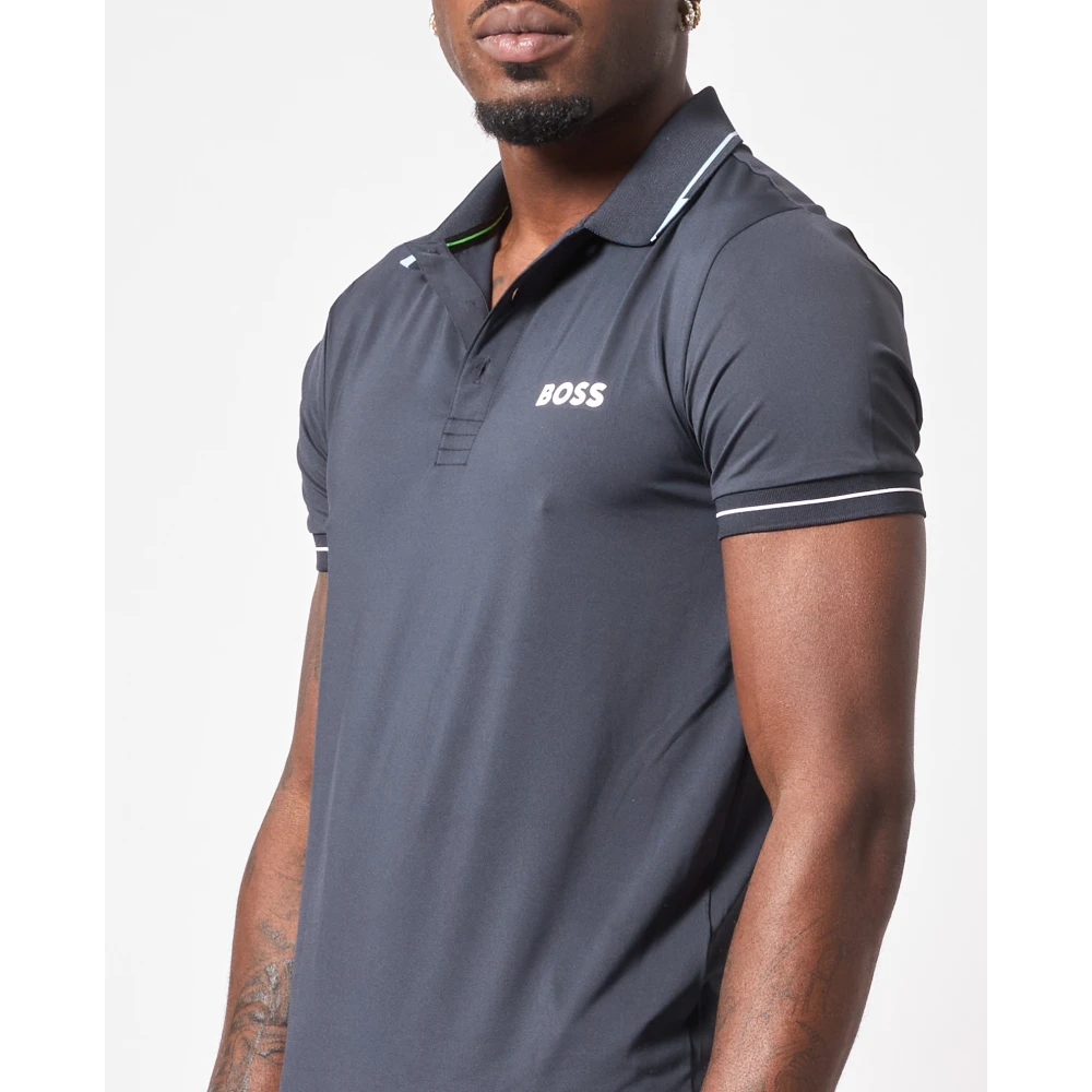 Hugo Boss Blauw Katoenen Poloshirt met Logo Blue Heren